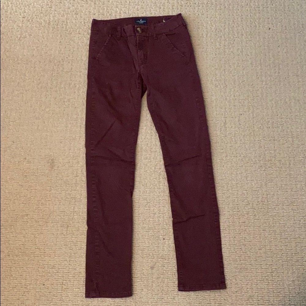 American Eagle Skinny Burgundy Pants